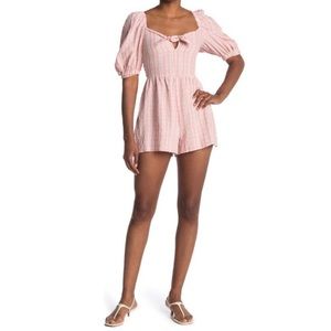 Topshop Check Tie Front Peasant Top